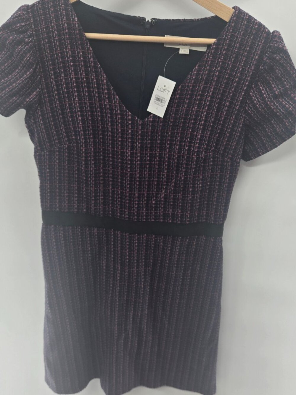 Loft Purple Pink Tweed Boucle Fit & Flare Mini Dress Size 0